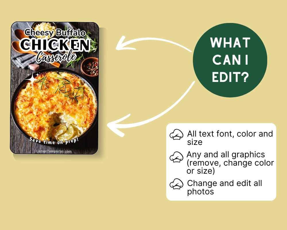 20 Pinterest Recipe Pin Templates (1000 x 1500 pixels) -LT10